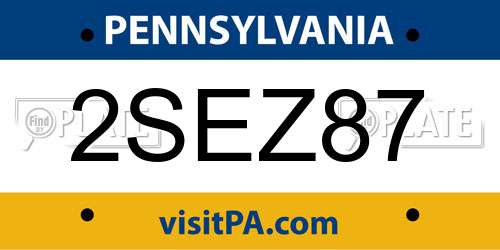 2SEZ87 Pennsylvania License Plate