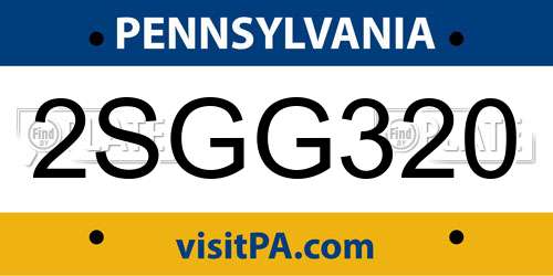2SGG320 Pennsylvania License Plate