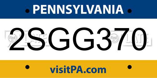 2SGG370 Pennsylvania License Plate