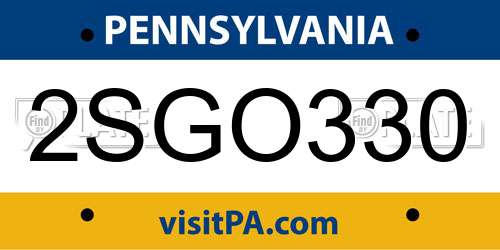 2SGO330 Pennsylvania License Plate