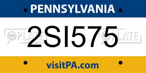 2SI575 Pennsylvania License Plate