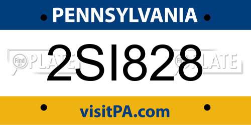 2SI828 Pennsylvania License Plate