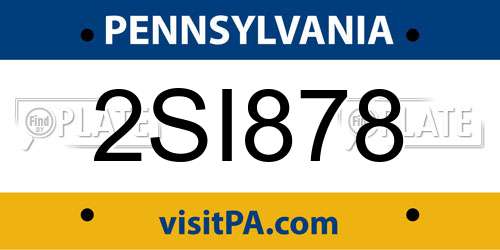 2SI878 Pennsylvania License Plate