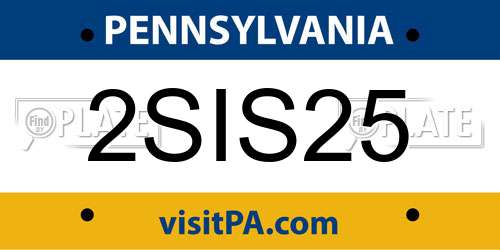 2SIS25 Pennsylvania License Plate