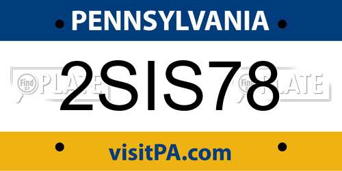 2SIS78 Pennsylvania License Plate