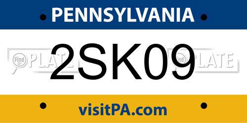 2SK09 Pennsylvania License Plate