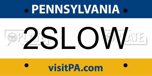 2SLOW Pennsylvania License Plate