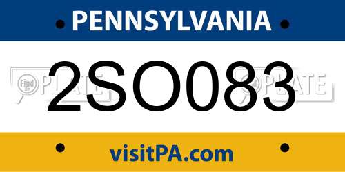 2SO083 Pennsylvania License Plate