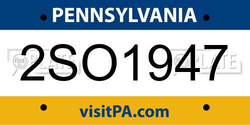 2SO1947 Pennsylvania License Plate
