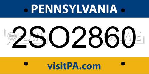 2SO2860 Pennsylvania License Plate