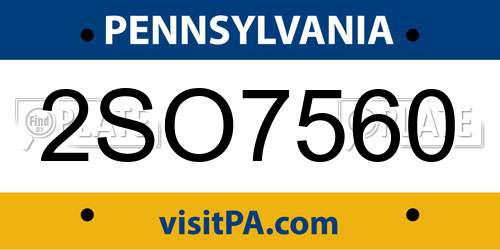 2SO7560 Pennsylvania License Plate