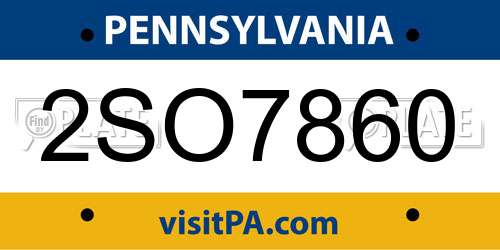 2SO7860 Pennsylvania License Plate