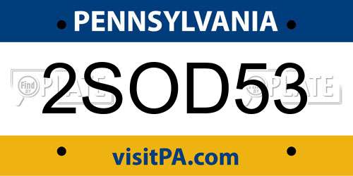 2SOD53 Pennsylvania License Plate
