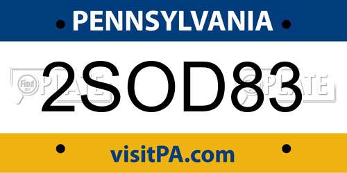 2SOD83 Pennsylvania License Plate