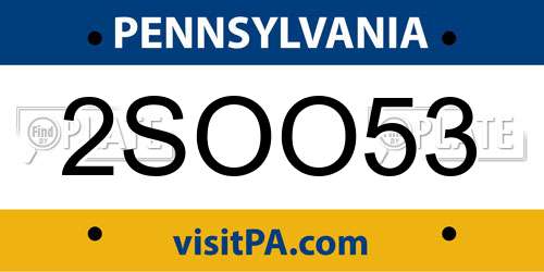 2SOO53 Pennsylvania License Plate