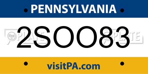 2SOO83 Pennsylvania License Plate