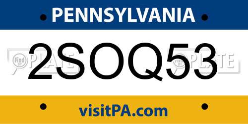 2SOQ53 Pennsylvania License Plate