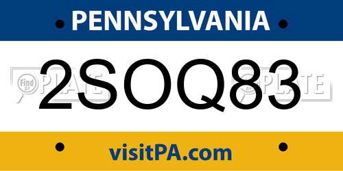 2SOQ83 Pennsylvania License Plate