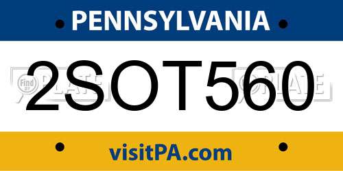 2SOT560 Pennsylvania License Plate