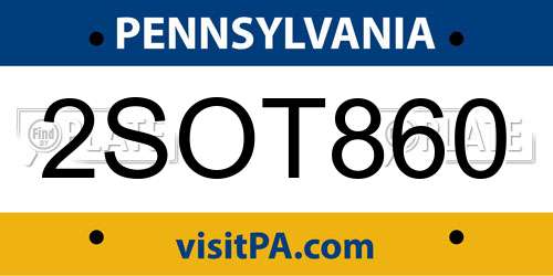 2SOT860 Pennsylvania License Plate