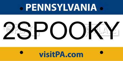 2SPOOKY Pennsylvania License Plate