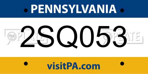 2SQ053 Pennsylvania License Plate
