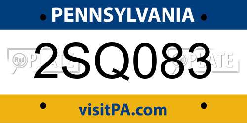 2SQ083 Pennsylvania License Plate