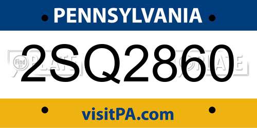 2SQ2860 Pennsylvania License Plate