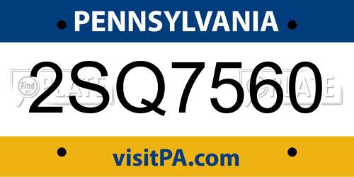 2SQ7560 Pennsylvania License Plate