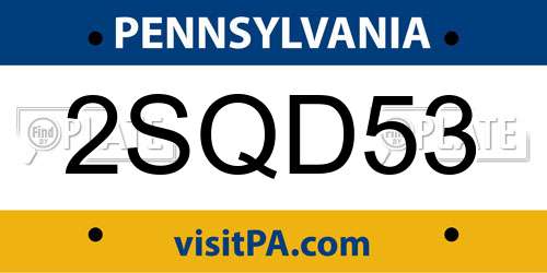 2SQD53 Pennsylvania License Plate