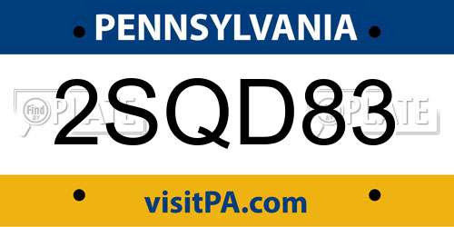 2SQD83 Pennsylvania License Plate