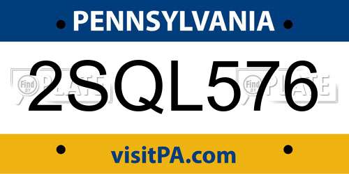 2SQL576 Pennsylvania License Plate