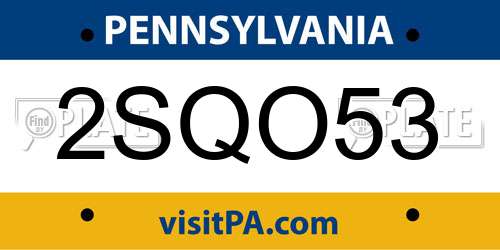 2SQO53 Pennsylvania License Plate