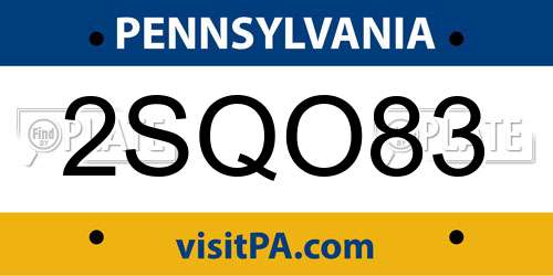 2SQO83 Pennsylvania License Plate