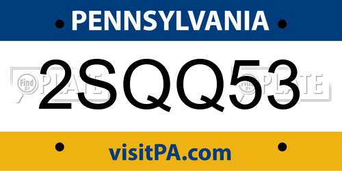 2SQQ53 Pennsylvania License Plate