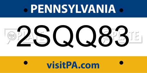 2SQQ83 Pennsylvania License Plate