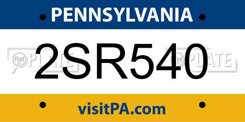 2SR540 Pennsylvania License Plate