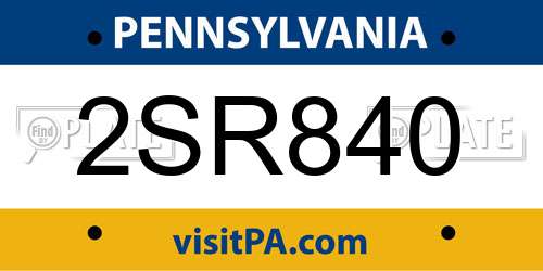 2SR840 Pennsylvania License Plate
