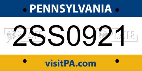 2SS0921 Pennsylvania License Plate