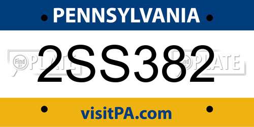 2SS382 Pennsylvania License Plate