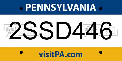 2SSD446 Pennsylvania License Plate