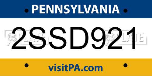 2SSD921 Pennsylvania License Plate