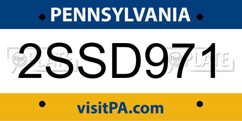 2SSD971 Pennsylvania License Plate