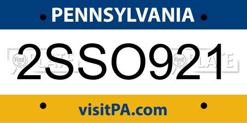 2SSO921 Pennsylvania License Plate