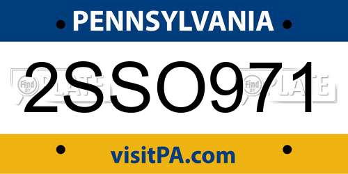 2SSO971 Pennsylvania License Plate