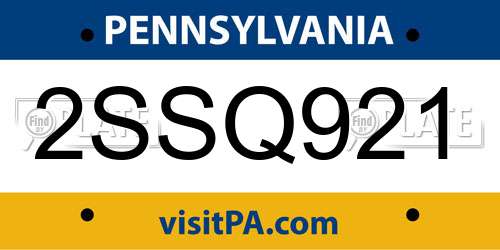 2SSQ921 Pennsylvania License Plate