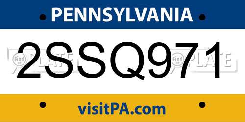 2SSQ971 Pennsylvania License Plate