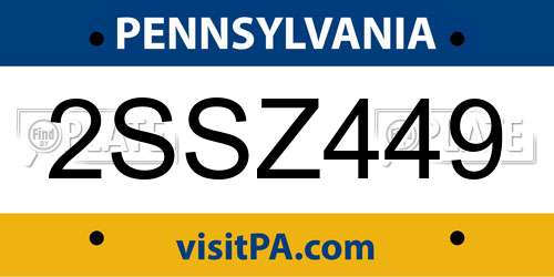 2SSZ449 Pennsylvania License Plate