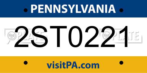 2ST0221 Pennsylvania License Plate