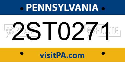 2ST0271 Pennsylvania License Plate